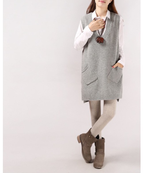 Ritzy(リッツィー)の「Vネックベスト(ベスト・レディース・ホワイト/グレー/チャコールグレー/カーキ・FREE)」の22枚目の写真