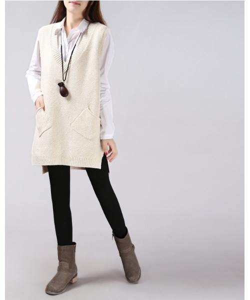 Ritzy(リッツィー)の「Vネックベスト(ベスト・レディース・ホワイト/グレー/チャコールグレー/カーキ・FREE)」の13枚目の写真