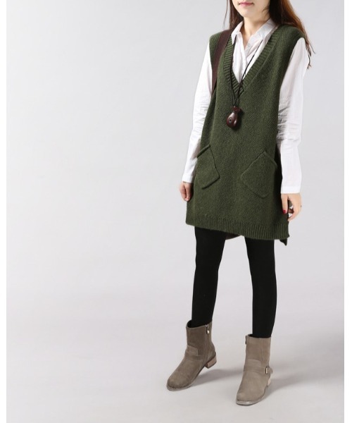 Ritzy(リッツィー)の「Vネックベスト(ベスト・レディース・ホワイト/グレー/チャコールグレー/カーキ・FREE)」の11枚目の写真