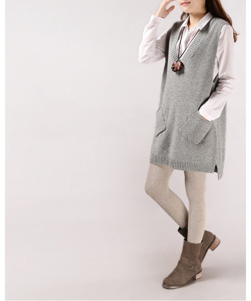 Ritzy(リッツィー)の「Vネックベスト(ベスト・レディース・ホワイト/グレー/チャコールグレー/カーキ・FREE)」の19枚目の写真