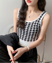 【OKUOKU　0909】千鳥格子　タンクトップ　oku-tops-638942522141-10