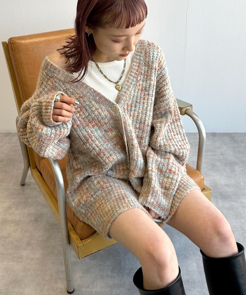 2way big カーディガン　ミックス糸 w closet（ダブルクローゼット）の「【前後2WAY】ミックスヤーン