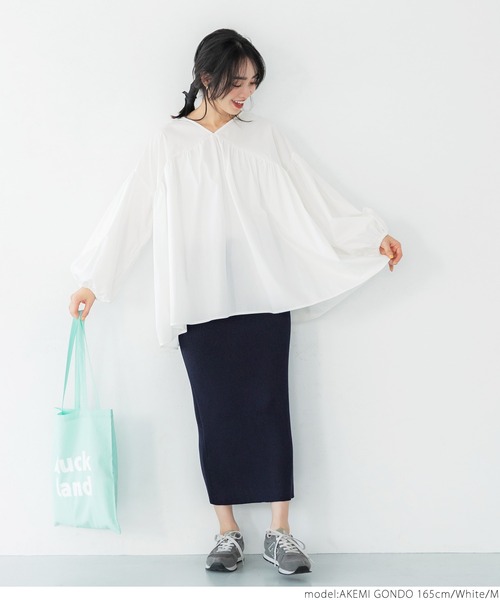 coca（coca）（コカ）の「ブロードVネックギャザーブラウス（シャツ/ブラウス・レディース・ホワイト/ピンク・M/L）」の8枚目の写真