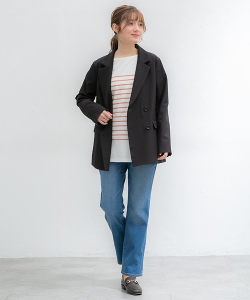 Honeys（ハニーズ）の「ダブル釦ゆるテーラード（テーラードジャケット・レディース・ブラック/ネイビー系/サックスブルー系/ネイビー/ベージュ・S/M/L/LL）」の6枚目の写真