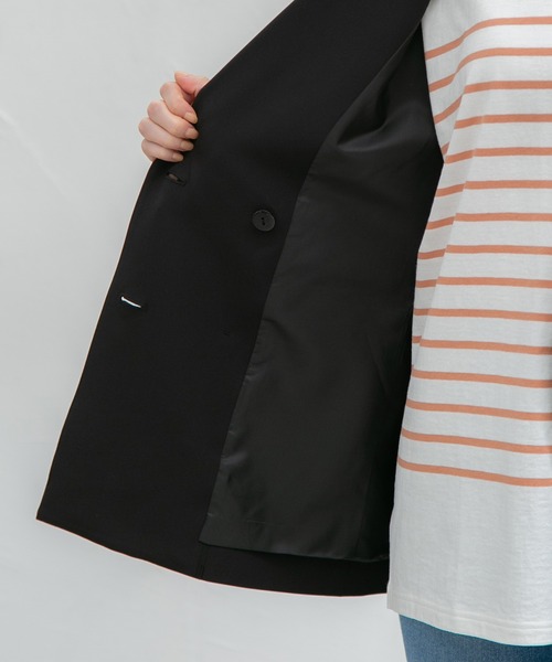 Honeys（ハニーズ）の「ダブル釦ゆるテーラード（テーラードジャケット・レディース・ブラック/ネイビー系/サックスブルー系/ネイビー/ベージュ・S/M/L/LL）」の9枚目の写真