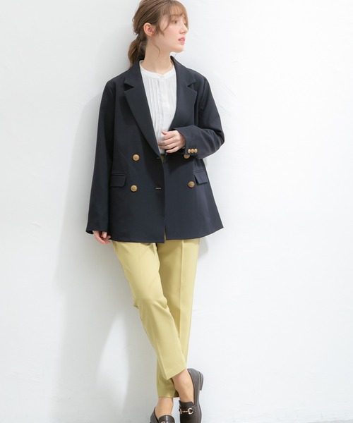 Honeys（ハニーズ）の「ダブル釦ゆるテーラード（テーラードジャケット・レディース・ブラック/ネイビー系/サックスブルー系/ネイビー/ベージュ・S/M/L/LL）」の14枚目の写真