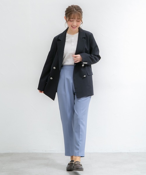 Honeys（ハニーズ）の「ダブル釦ゆるテーラード（テーラードジャケット・レディース・ブラック/ネイビー系/サックスブルー系/ネイビー/ベージュ・S/M/L/LL）」の22枚目の写真
