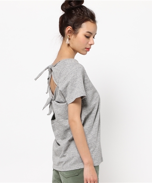 SLY（スライ）の「BACK W RIBBON T/SH（Tシャツ/カットソー・レディース・ホワイト/トップグレー/ブラック・FREE）」の6枚目の写真