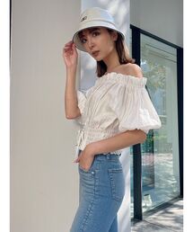 2WAYギャザーオフショルウエストデザインブラウス
