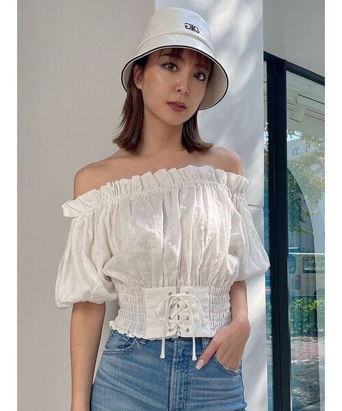 GYDA(ジェイダ)の「2WAYギャザーオフショルウエストデザインブラウス(シャツ/ブラウス・レディース・ベージュ/オフホワイト/その他1・FREE)」の9枚目の写真