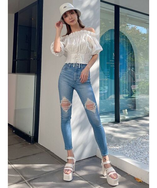 GYDA(ジェイダ)の「2WAYギャザーオフショルウエストデザインブラウス(シャツ/ブラウス・レディース・ベージュ/オフホワイト/その他1・FREE)」の12枚目の写真