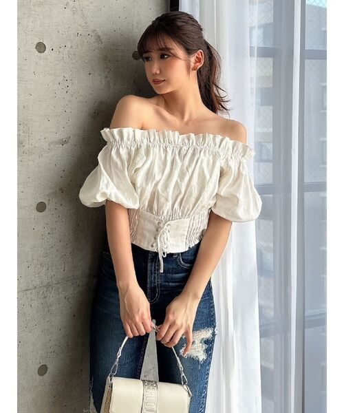 GYDA(ジェイダ)の「2WAYギャザーオフショルウエストデザインブラウス(シャツ/ブラウス・レディース・ベージュ/オフホワイト/その他1・FREE)」の15枚目の写真