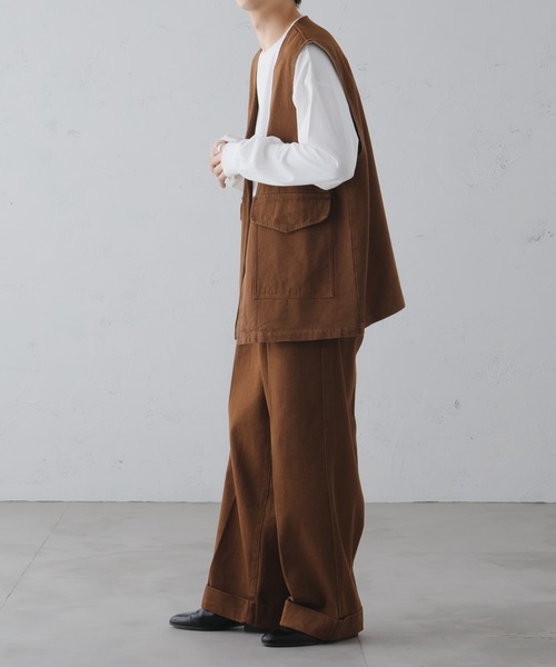 epnok(エプノック)の「ノーカラーデニムジレベスト(ベスト・メンズ・ブラウン/インディゴブルー/ブラック・LARGE/SMALL/MEDIUM)」の20枚目の写真