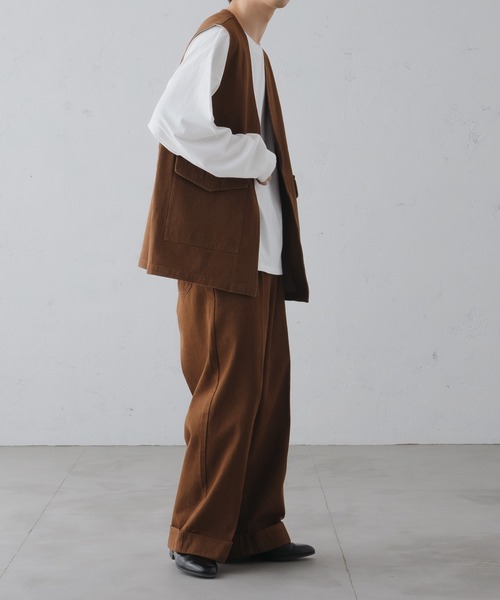 epnok(エプノック)の「ノーカラーデニムジレベスト(ベスト・メンズ・ブラウン/インディゴブルー/ブラック・LARGE/SMALL/MEDIUM)」の22枚目の写真