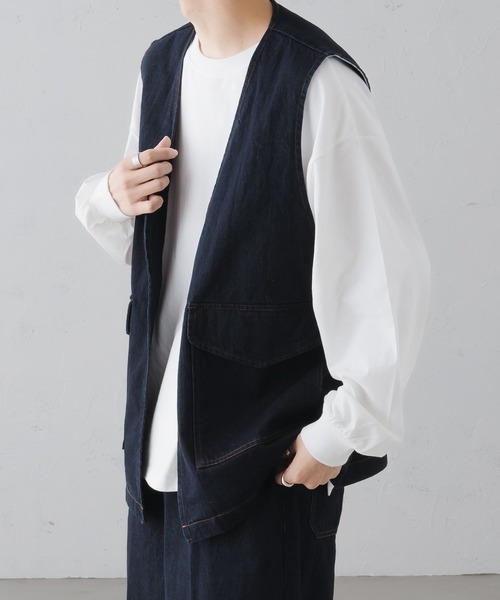 セール】ノーカラーデニムジレベスト（ベスト）｜epnok（エプノック