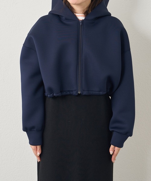 russet（ラシット）の「シャーリングショートパーカー(O-065)（パーカー・レディース・ネイビー/ブラウン/アイボリー・FREE）」の5枚目の写真