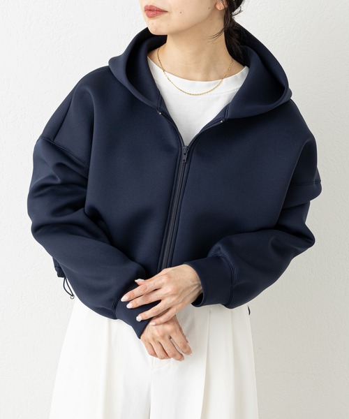 新品 アラアラ Aライン ショート パーカー ネイビー ara-ara 紺色 新品 アラアラ Aライン ショート パーカー ネイビー ara-ara 紺色