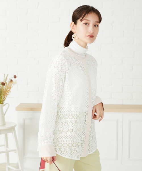 acro(アクロ)の「■ブロックレースバンドカラーシャツ/AC3320(シャツ/ブラウス・レディース・ホワイト・フリ-)」の12枚目の写真