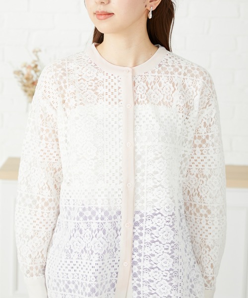 acro(アクロ)の「■ブロックレースバンドカラーシャツ/AC3320(シャツ/ブラウス・レディース・ホワイト・フリ-)」の10枚目の写真