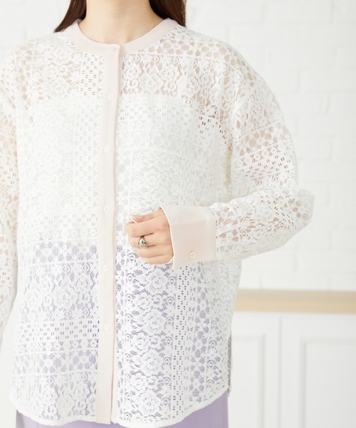 acro(アクロ)の「■ブロックレースバンドカラーシャツ/AC3320(シャツ/ブラウス・レディース・ホワイト・フリ-)」の8枚目の写真