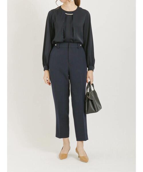 Te chichi（テチチ）の「ダブルクロスパールデザインテーパードパンツ（その他パンツ・レディース・ベージュ/ネイビー・ﾌﾘ-）」の7枚目の写真