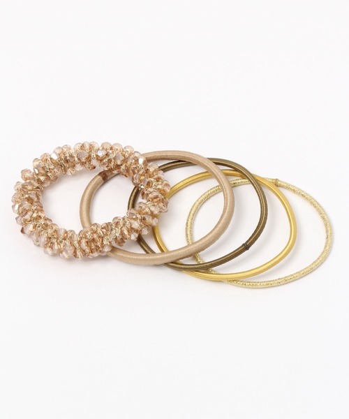 LEPSIM（レプシィム）の「ビーズSETヘアゴム（その他ヘアアクセサリー・レディース・ホワイト/キャメル/グレー・ONE SIZE）」の3枚目の写真