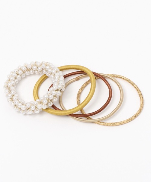 LEPSIM（レプシィム）の「ビーズSETヘアゴム（その他ヘアアクセサリー・レディース・ホワイト/キャメル/グレー・ONE SIZE）」の2枚目の写真