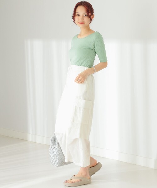 B:MING by BEAMS（ビーミングバイビームス）の「撥水 カーゴ スカート（スカート・レディース・ピンク/アイボリー・MEDIUM/SMALL）」の7枚目の写真