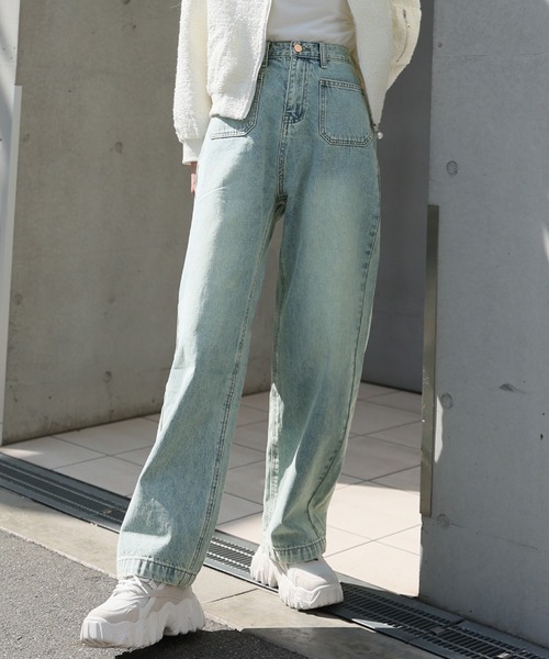 LAFFMO（ラフモ）の「ベイカーポケットデニムパンツ（デニムパンツ・レディース・ライトブルー/ダークブルー・MEDIUM/LARGE）」の2枚目の写真