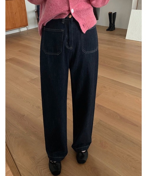 LAFFMO（ラフモ）の「ベイカーポケットデニムパンツ（デニムパンツ・レディース・ライトブルー/ダークブルー・MEDIUM/LARGE）」の7枚目の写真