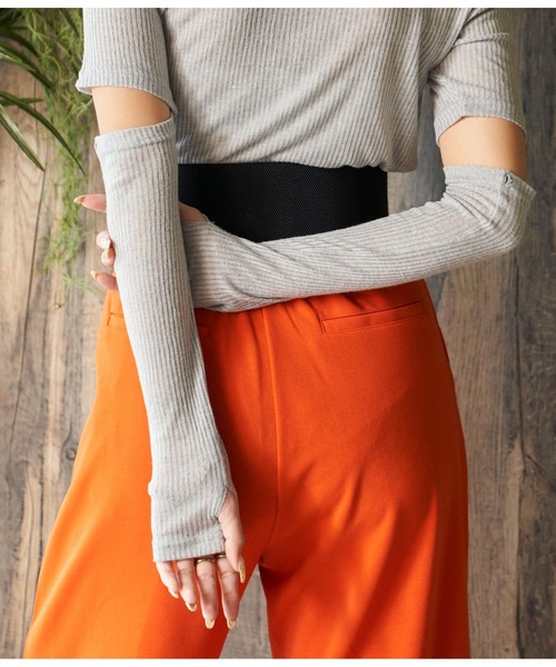 LATINA（ラティーナ）の「2WAYスリーブニットソートップスセーター（Tシャツ/カットソー・レディース・ライトグレー/ブラック・FREE）」の13枚目の写真