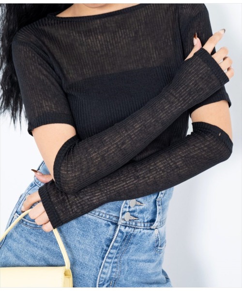 LATINA（ラティーナ）の「2WAYスリーブニットソートップスセーター（Tシャツ/カットソー・レディース・ライトグレー/ブラック・FREE）」の6枚目の写真