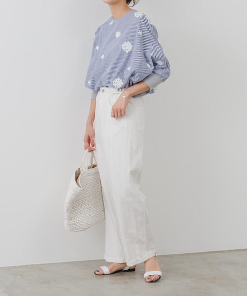 BEARDSLEY（ビアズリー）の「綿麻デニムハイライズパンツ（デニムパンツ・レディース・ホワイト・FREE）」の4枚目の写真