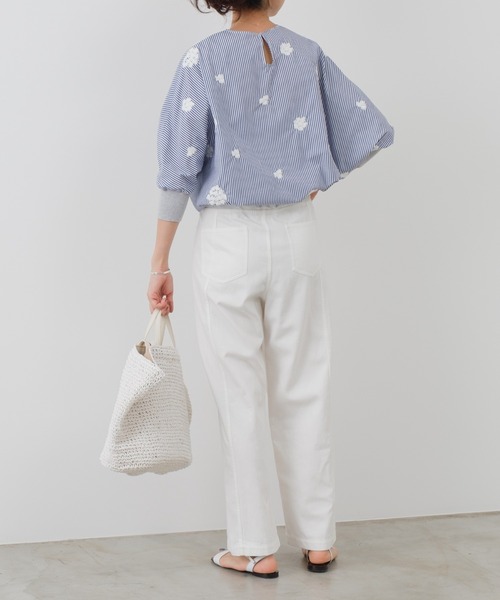 BEARDSLEY（ビアズリー）の「綿麻デニムハイライズパンツ（デニムパンツ・レディース・ホワイト・FREE）」の7枚目の写真