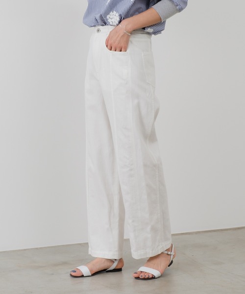 BEARDSLEY（ビアズリー）の「綿麻デニムハイライズパンツ（デニムパンツ・レディース・ホワイト・FREE）」の2枚目の写真