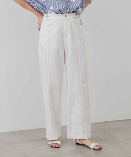 BEARDSLEY（ビアズリー）の「綿麻デニムハイライズパンツ（デニムパンツ・レディース・ホワイト・FREE）」の11枚目の写真