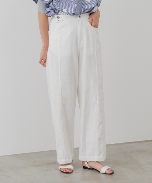 BEARDSLEY（ビアズリー）の「綿麻デニムハイライズパンツ（デニムパンツ・レディース・ホワイト・FREE）」の16枚目の写真