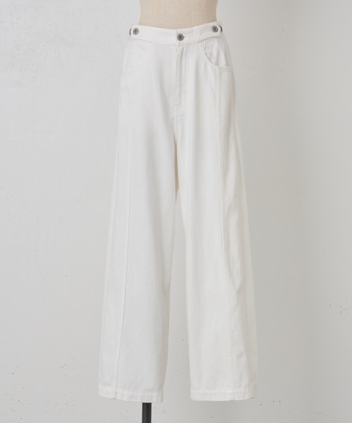 BEARDSLEY（ビアズリー）の「綿麻デニムハイライズパンツ（デニムパンツ・レディース・ホワイト・FREE）」の3枚目の写真