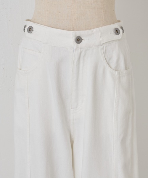 BEARDSLEY（ビアズリー）の「綿麻デニムハイライズパンツ（デニムパンツ・レディース・ホワイト・FREE）」の6枚目の写真