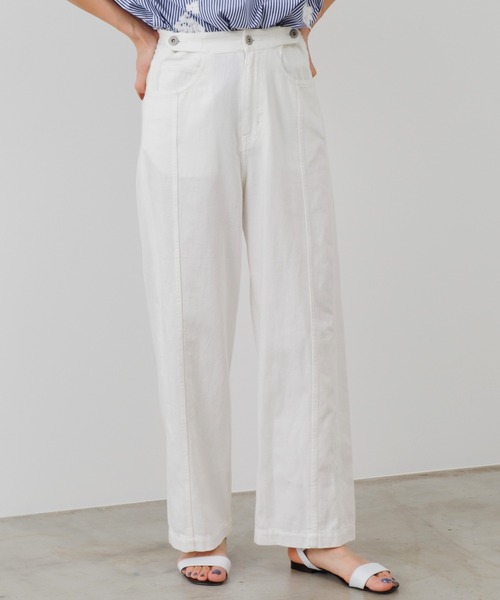 BEARDSLEY（ビアズリー）の「綿麻デニムハイライズパンツ（デニムパンツ・レディース・ホワイト・FREE）」の22枚目の写真