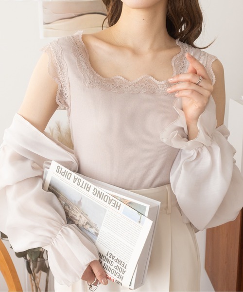 Ada.（エイダ）の「レースデザイン タンクトップ（タンクトップ・レディース・ベージュ/ピンク/オフホワイト/ブラック/グレイッシュベージュ・M/L）」の20枚目の写真