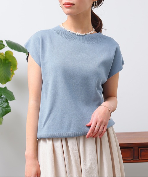 Chez toi（シェトワ）の「フレンチスリーブ衿リブコンパクトプルオーバー（ニット/セーター・レディース・オフホワイト/ブラック/グレイッシュベージュ/サックスブルー・FREE）」の17枚目の写真