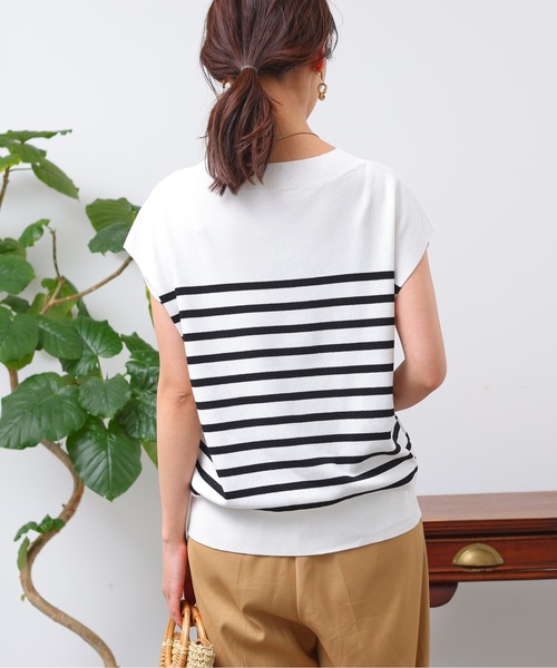 Chez toi（シェトワ）の「フレンチスリーブ衿リブコンパクトプルオーバー（ニット/セーター・レディース・オフホワイト/ブラック/グレイッシュベージュ/サックスブルー・FREE）」の18枚目の写真