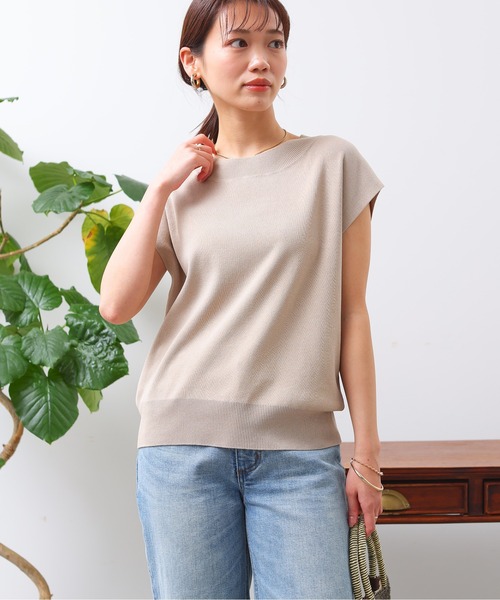 Chez toi（シェトワ）の「フレンチスリーブ衿リブコンパクトプルオーバー（ニット/セーター・レディース・オフホワイト/ブラック/グレイッシュベージュ/サックスブルー・FREE）」の21枚目の写真