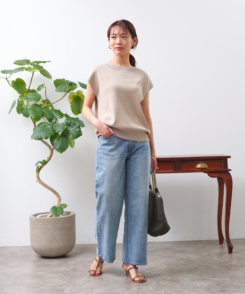 Chez toi（シェトワ）の「フレンチスリーブ衿リブコンパクトプルオーバー（ニット/セーター・レディース・オフホワイト/ブラック/グレイッシュベージュ/サックスブルー・FREE）」の19枚目の写真