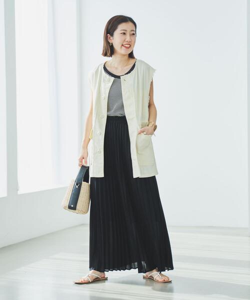 coen（コーエン）の「プリーツマキシスカート（スカート・レディース・ホワイト/ブラック/ケリー・L/M）」の8枚目の写真