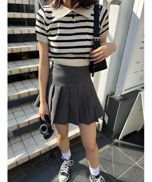 PHILLY（フィリー）の「ボーダーニットポロ（ニット/セーター・レディース・ベージュ/ネイビー/ブラック・FREE）」の13枚目の写真