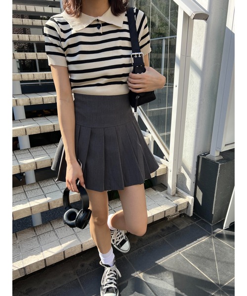 PHILLY（フィリー）の「ボーダーニットポロ（ニット/セーター・レディース・ベージュ/ネイビー/ブラック・FREE）」の10枚目の写真