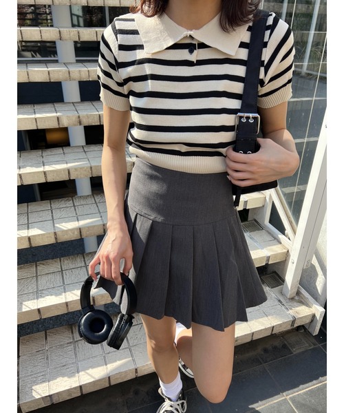 PHILLY（フィリー）の「ボーダーニットポロ（ニット/セーター・レディース・ベージュ/ネイビー/ブラック・FREE）」の19枚目の写真