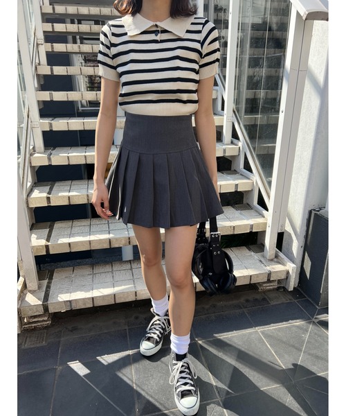 PHILLY（フィリー）の「ボーダーニットポロ（ニット/セーター・レディース・ベージュ/ネイビー/ブラック・FREE）」の7枚目の写真